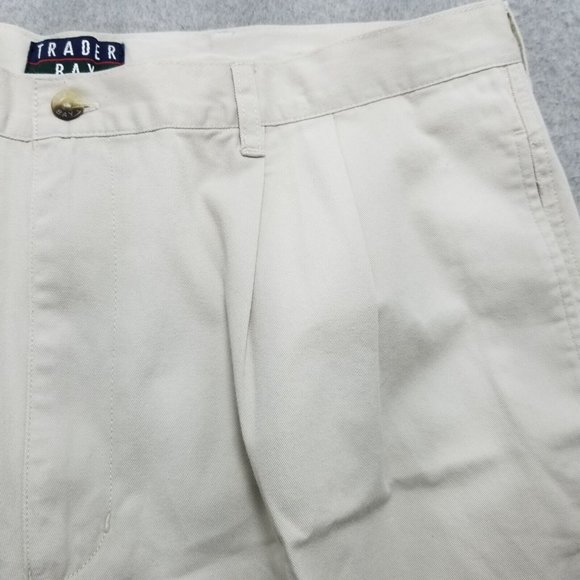 Trader Bay‎ Shorts Mens 38 Off White Chino Casual Pockets Pleated Outdoor - Picture 5 of 10